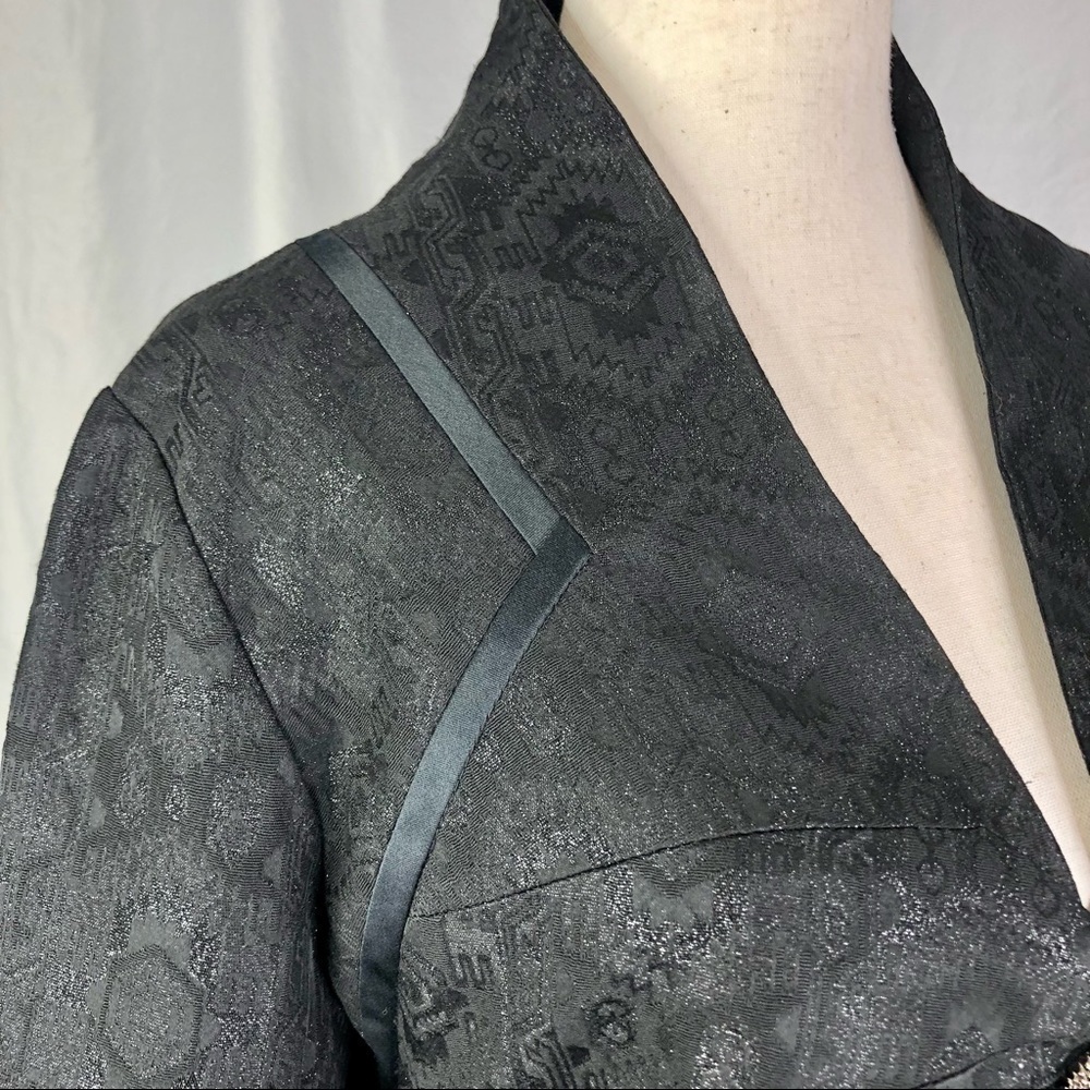Nicole Miller Collection vintage jacket black metallic brocade bell sleeves S - Picture 3 of 11